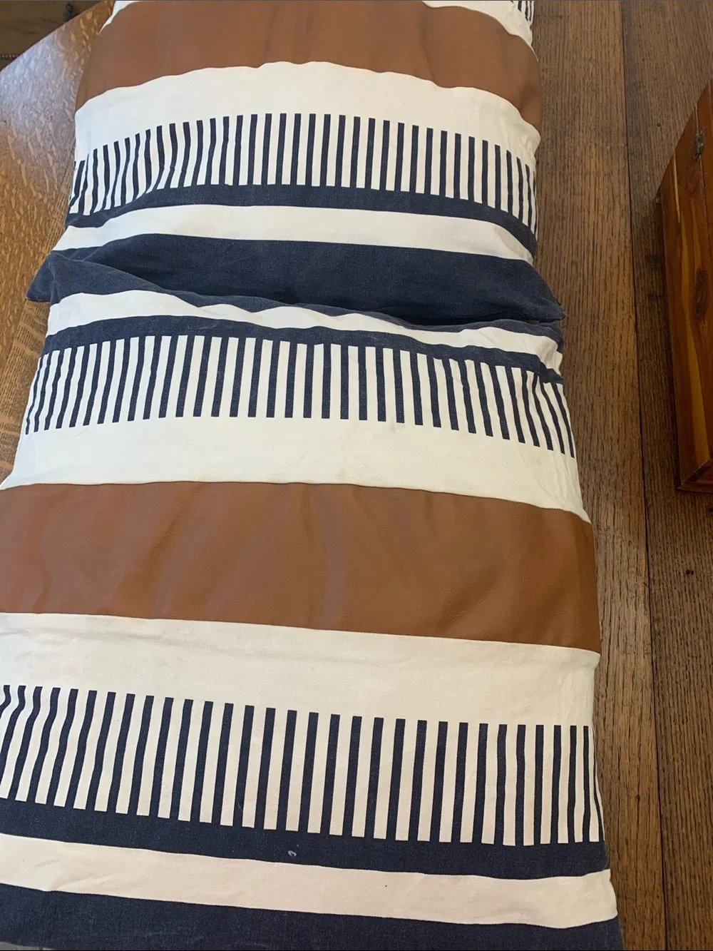 Striped Navy, Cream & Brown Set of 2 pillows by Z futy, inserts by Ralph Lauren